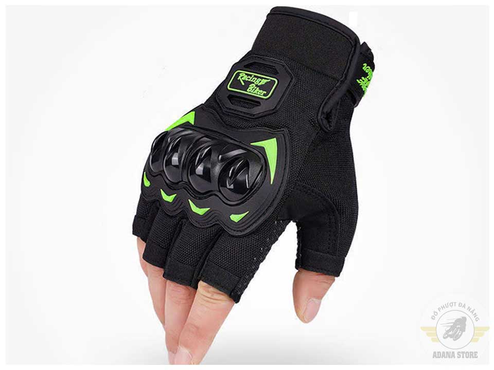 Găng Tay Xe Máy Hở Ngón Gù Cứng SC-32 - Đen Xanh